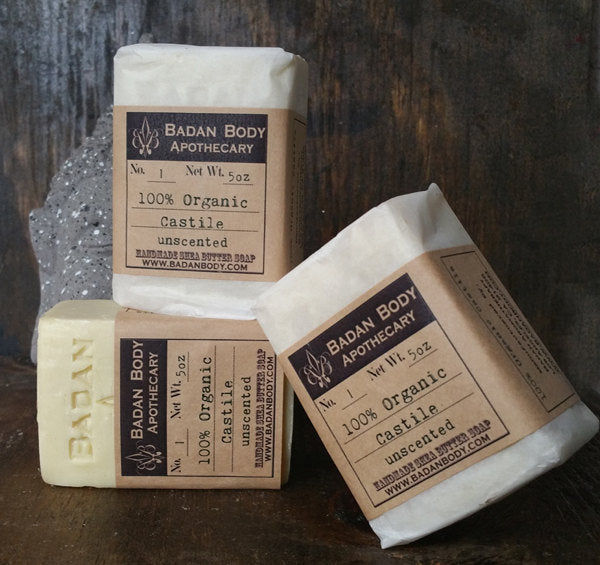 Three bars of Organic Olive Oil Castile Soap Unscented
