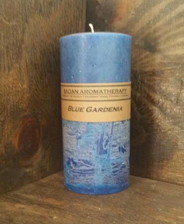 Blue Gardenia Pillar Candle 3